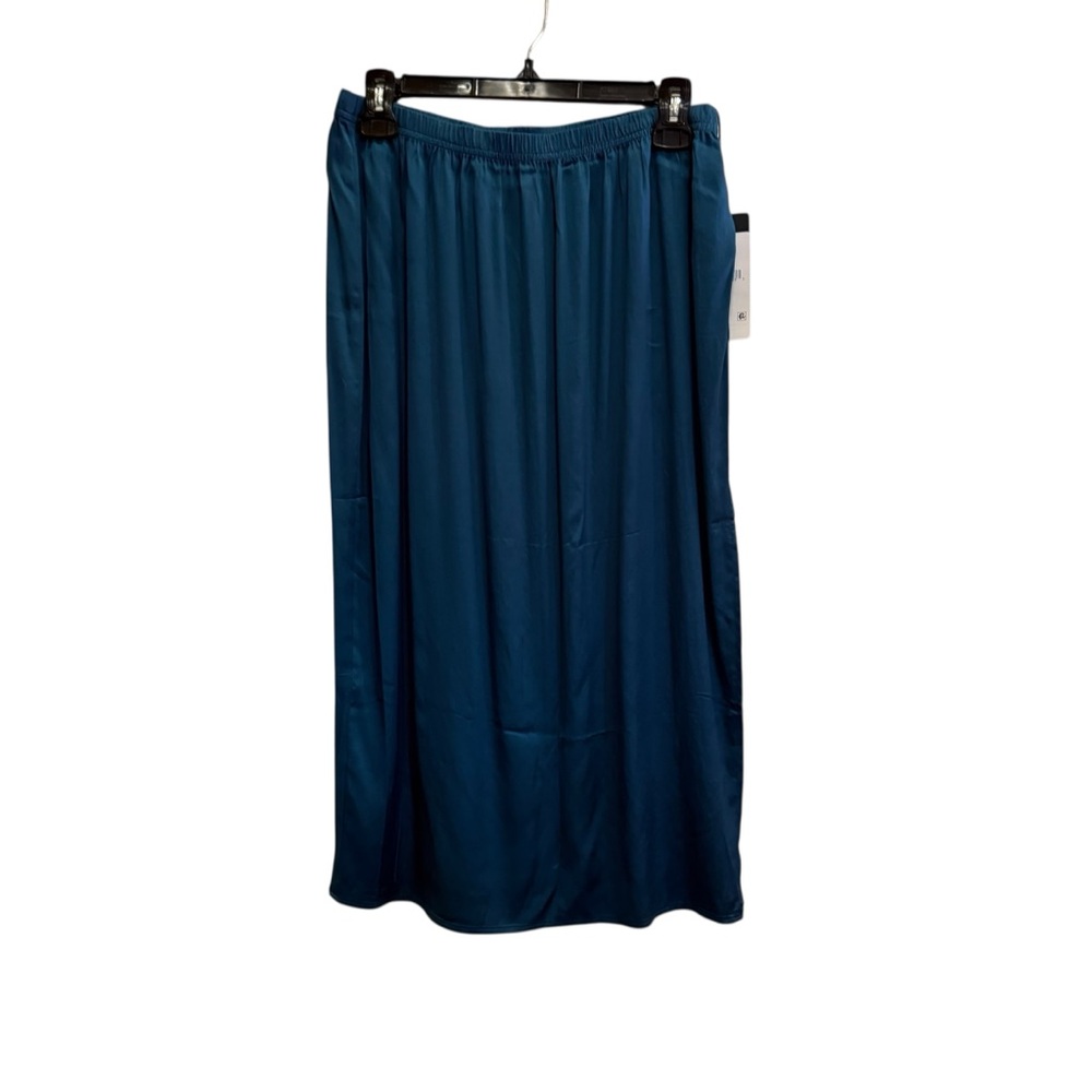 Chaser Jewel Teal Blue Satin Pencil Midi Skirt sz M